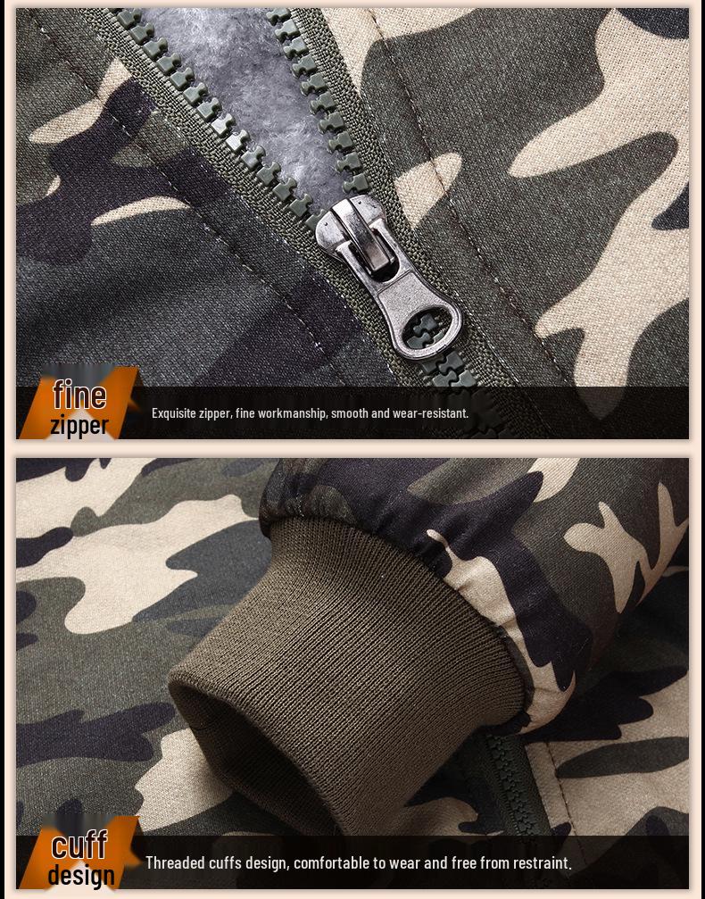 Autumn/Winter Men's Plus Velvet Camouflage Hoodie - Trendy British Style Slim Fit, Plus Size Jacket