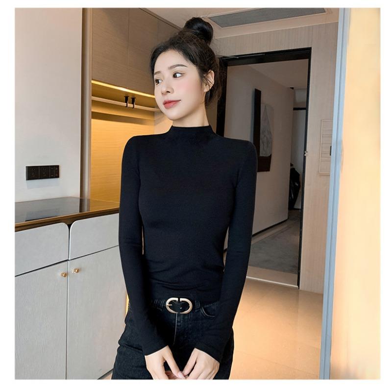 Women S Fleece Lined Half Turtleneck Slim Fit Thermal Base Layer Top