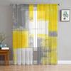 Oil Painting Abstract Geometric Yellow Gray Sheer Curtains for Living Room Decoration Window Curtain Kitchen Tulle Voile Drapes