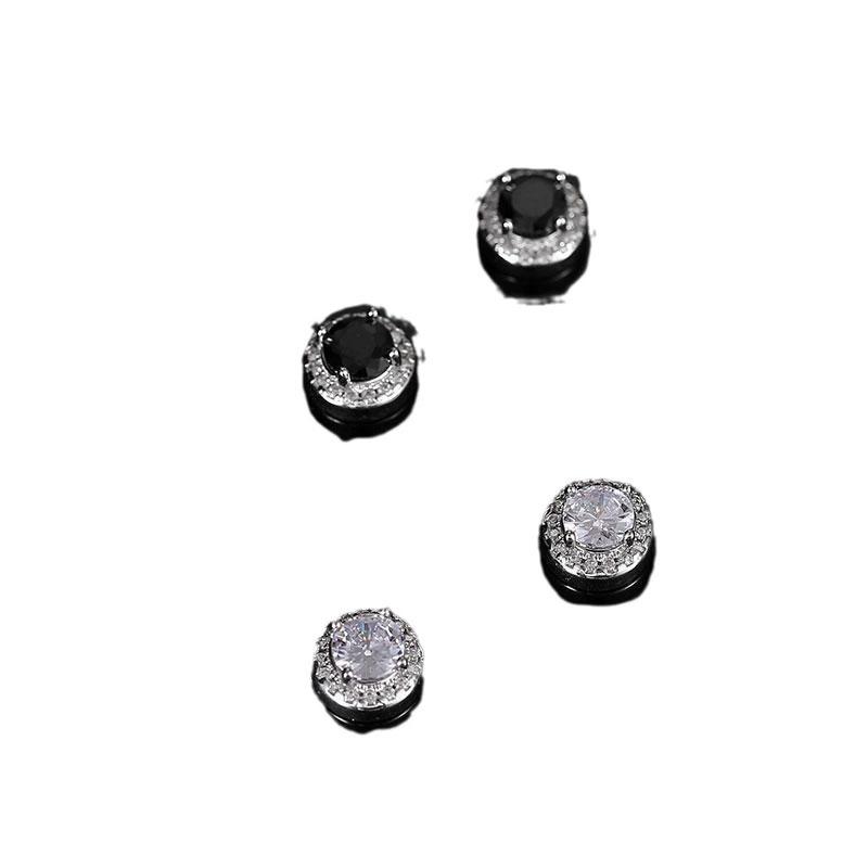 2pcs Without Ear Holes Exquisite Circle Stud Earrings Personality Zircon Jewelry Accessories Magnetic Earrings Clip Earring