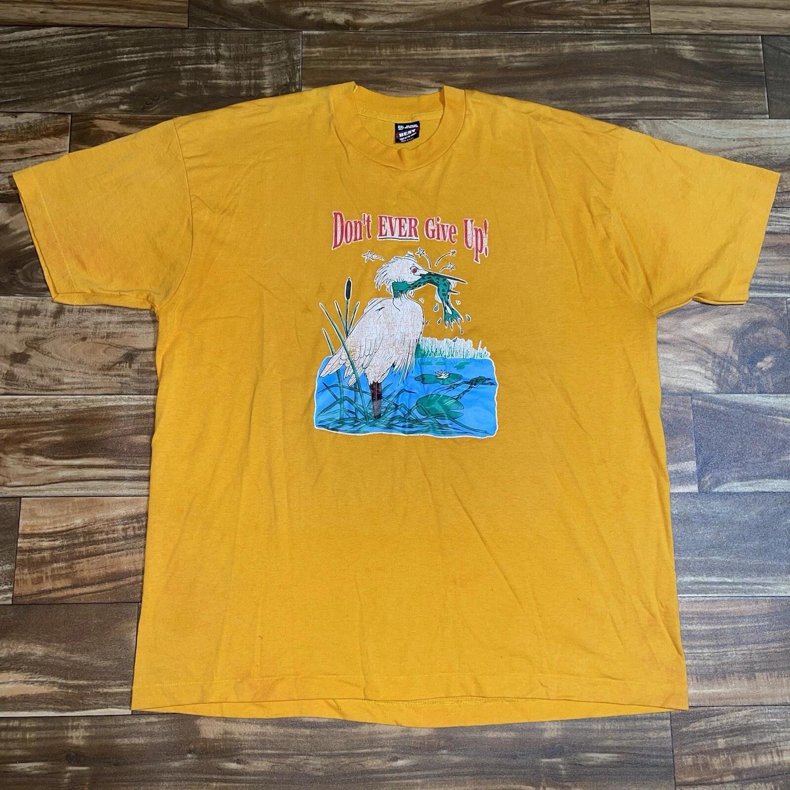 

Vintage Don’t Ever Give Up Single Stitch Screen Stars T-Shirt Funny Graphic 2XL 2XL