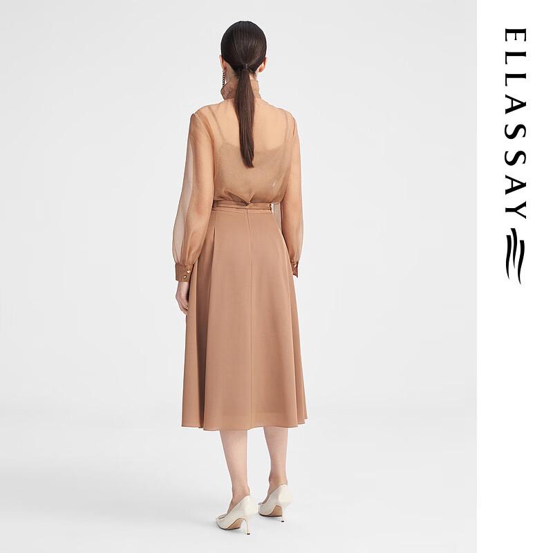 ELLASSAY Women's Sheer Stand-Collar Shirt