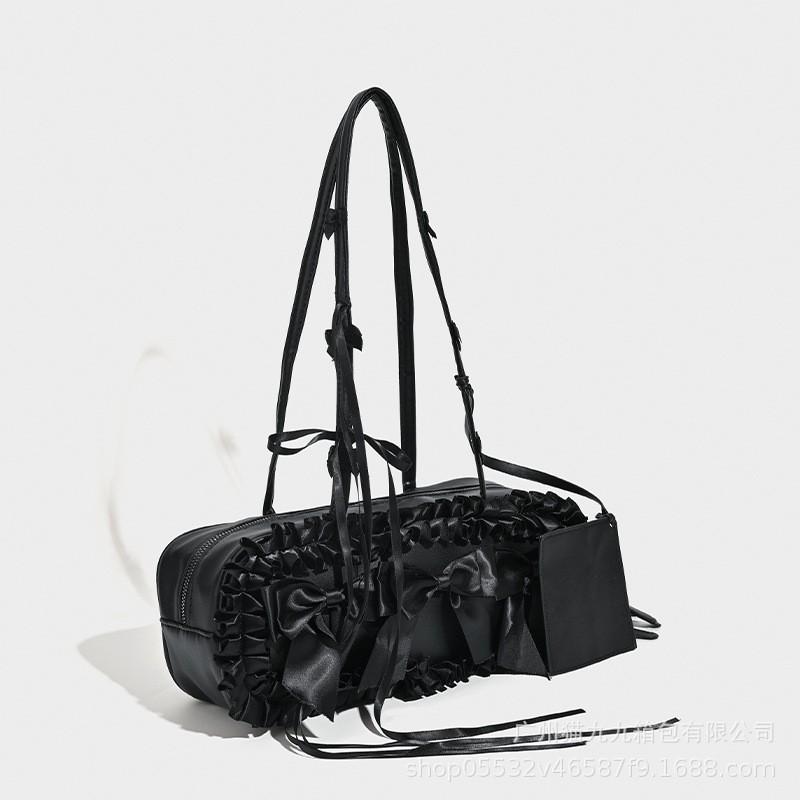 

Bow Tie Underarm Bag Tote Morning Eight Commuter Pleated Hand Shoulder Boston чёрный