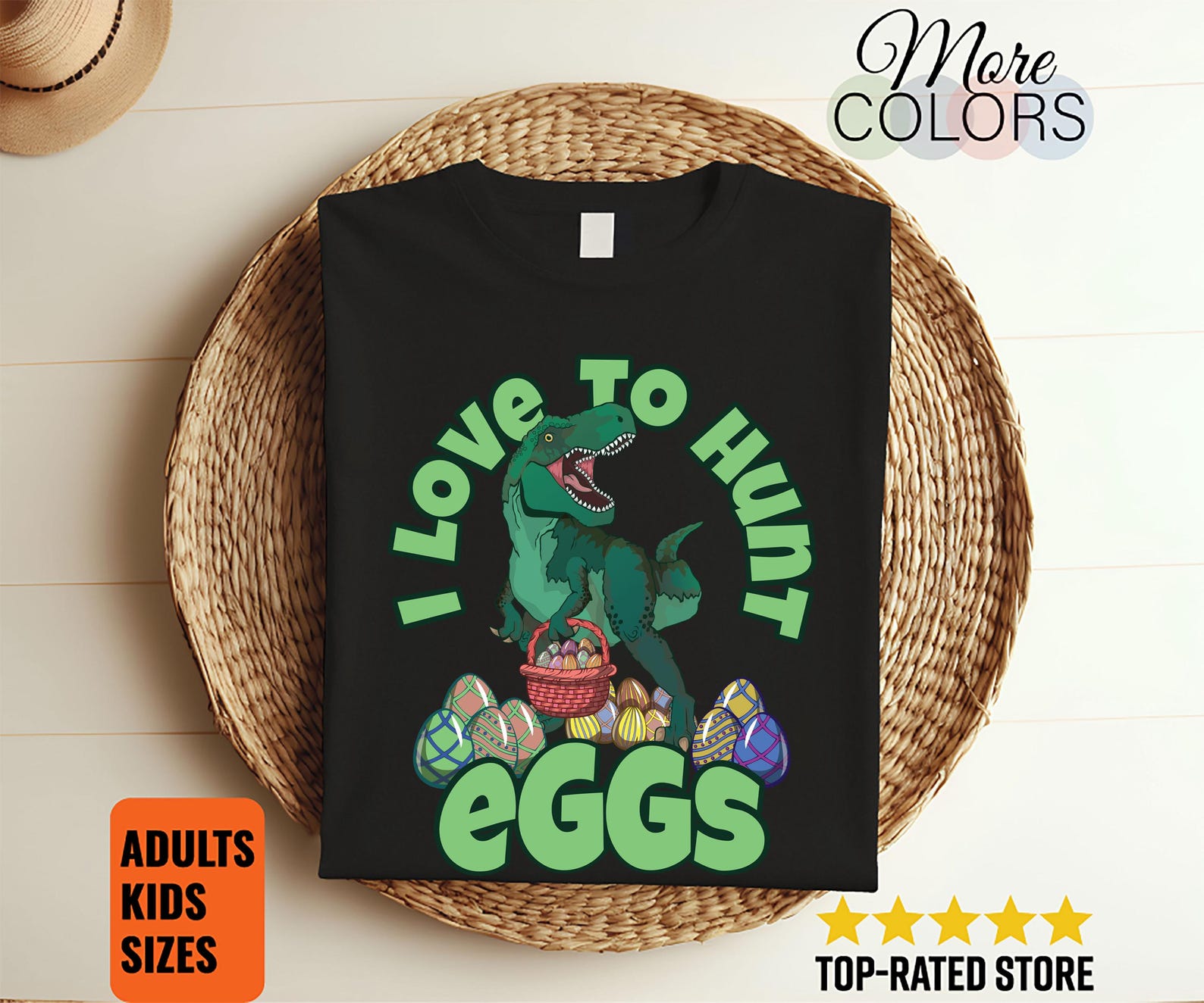 I Love To Hunt Eggs T Rex Dinosaur Happy Easter T-Shirt, Easter Bunny, Kids Easter, Cute Easter Tee, Funny Easter Shirt, Easter Gift, 120