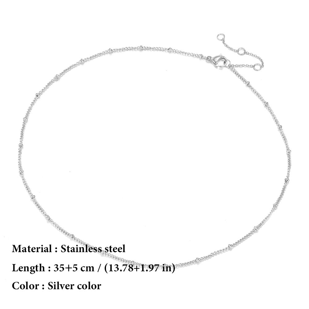 SUNIBI Stainless Steel Chain Necklace for Women Gold Color Thin Choker Bead Chain Necklace Jewelry Wholesale Dropshipping