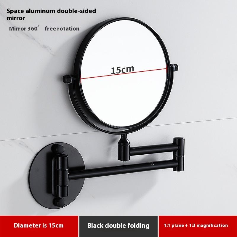Black Gold Telescopic Mirror Bathroom Cosmetic Folding Beauty Wall Hanging Double-sided Mirror Bathroom