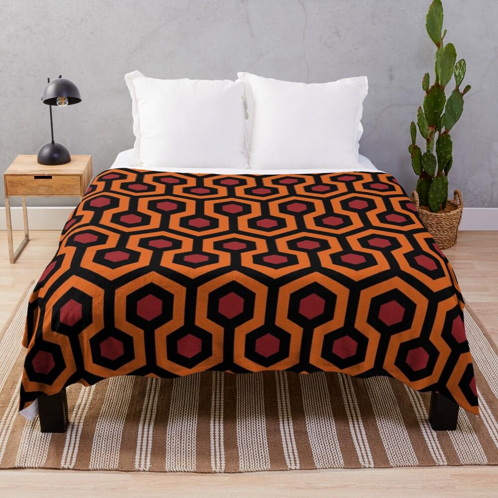 Geometric Pattern: Looped Hexagons: Orange/Red/Black Throw Blanket