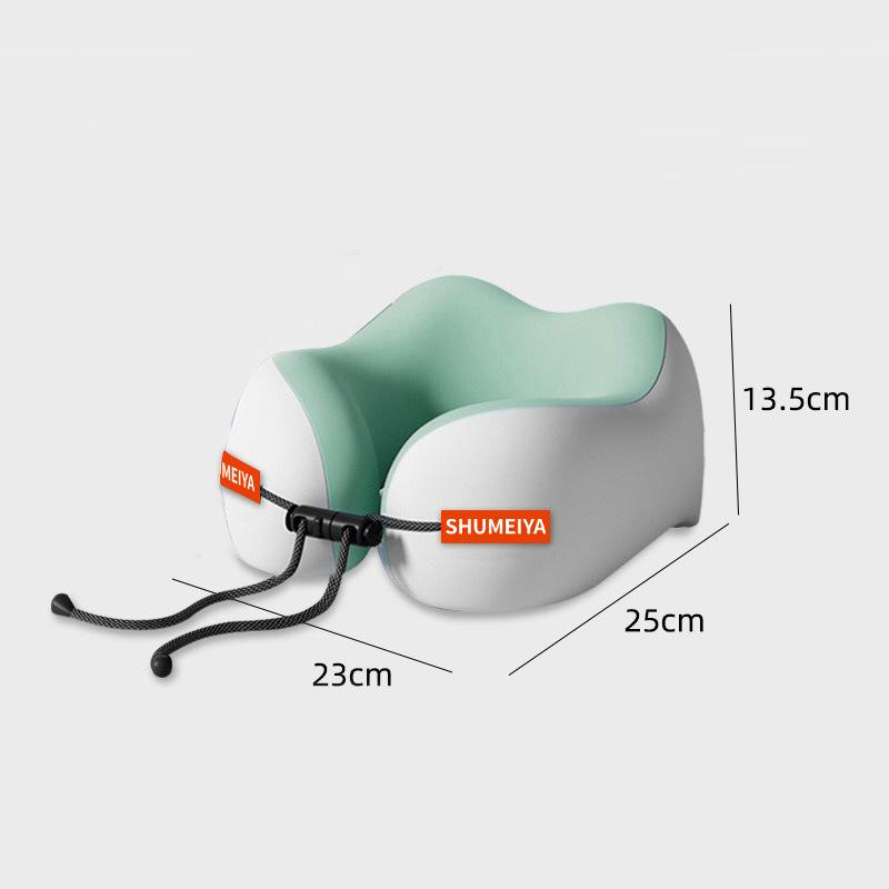 Reise Massage Memory Baumwolle U-förmiges Kissen Weich Tragbar Aufbewahrung Nackenstütze Schutz Waschbar Flugzeugkissen Wirbelsäulenpflege