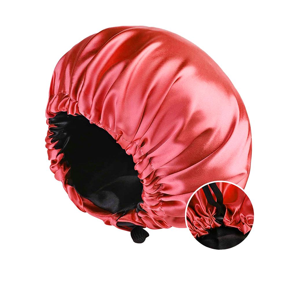 2024 Fashionable Double-Sided Satin Sleep Cap for Women - Elastic, Stylish Hair Protection with Button Design