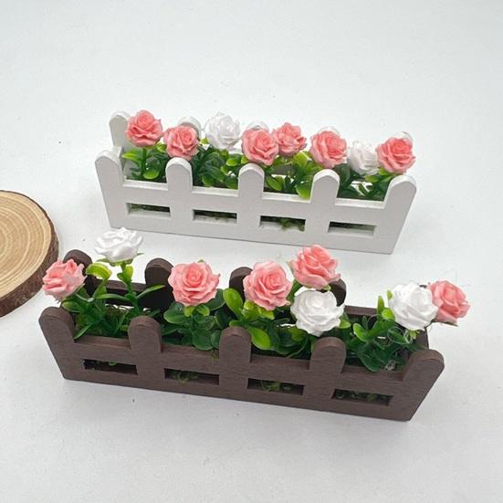 Miniatur Blumen Zaun Pflanzkasten Mini Hochbeet Figure Modell 1/12 Maßstab Puppenhaus Feengarten Dekoration Zubehör
