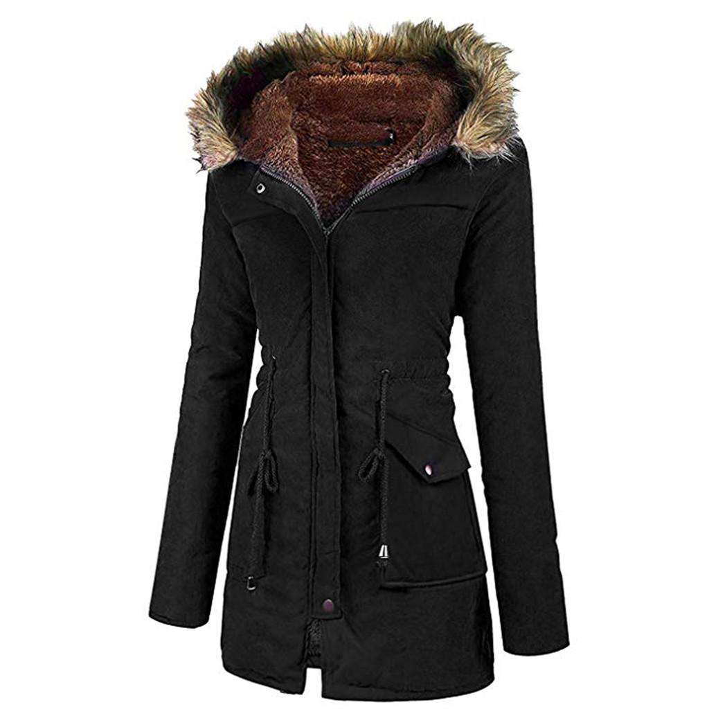 Ladies   Coat Womens Winter Warm Thick Long Jacket Hooded Overcoat