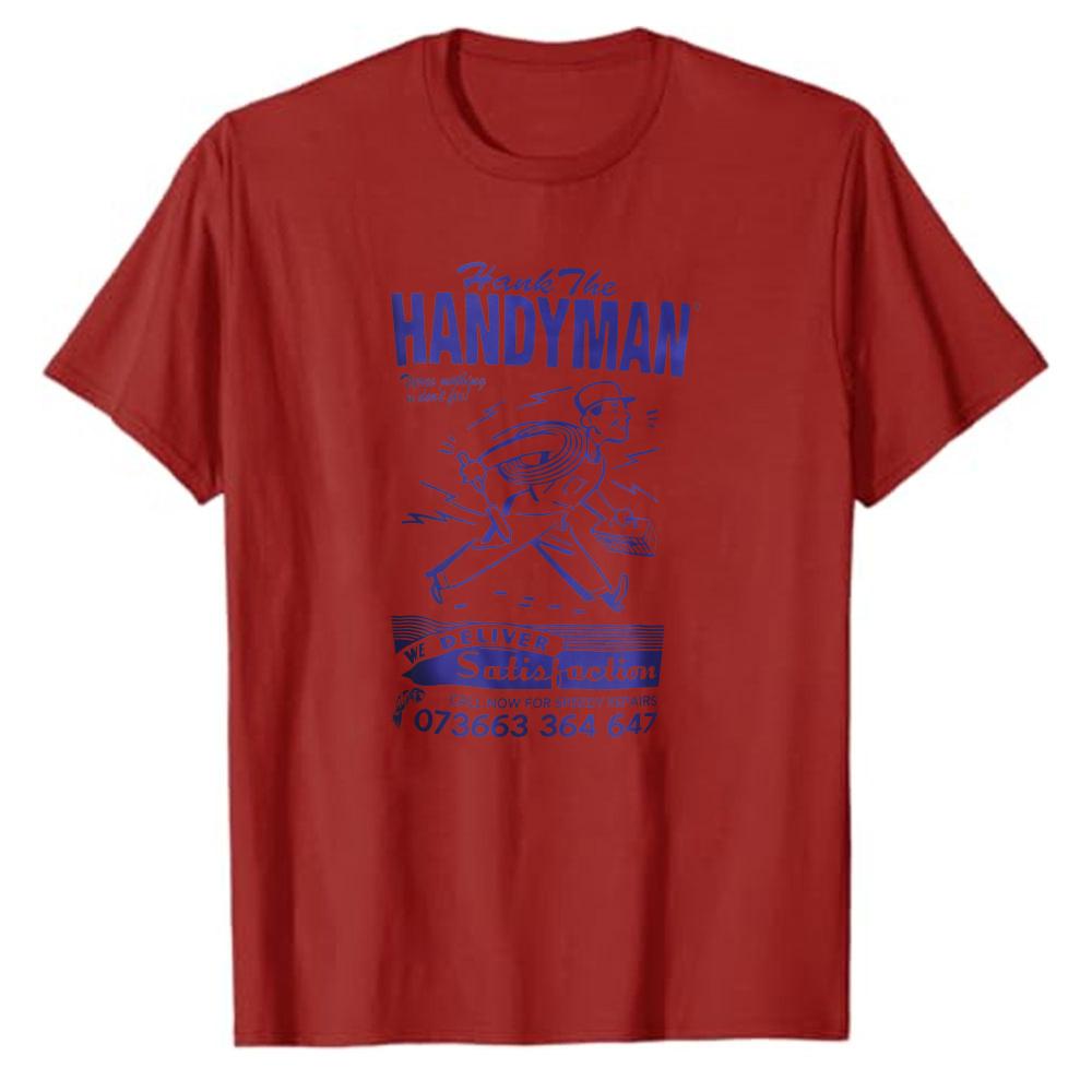 Vintage Handyman Service Phone Number Print T Shirt Men Cotton Tops Retro Worker Repairman Graphic Casual Daily Streetwear Tees
