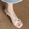 Women's Sandals Elegant Square Toes Cross Strap Low Heel Sandals Buckle Soft-soled Sandals Women Dress High Heel Shoes