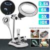 2.5x/5x/6x/10x 2.5X-11.5X Lens Magnifier Soldering Repair with LED Light EU Plug Welding Magnifying Glass Soldering Iron Station Stand 29*13*15.5cm