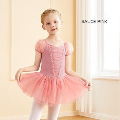 Girls Ballet Tutu Dress Ballet Skirted Leotard Puff Short Sleeve Dress for Toddlers Kids Leotard Ballet Dance Dress height 110-120cm розовый