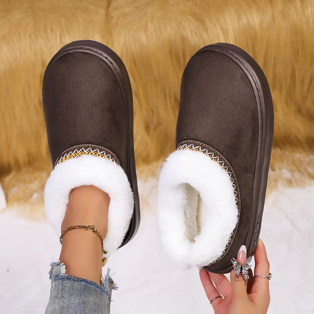 Autumn and Winter Lace Ethnic Style Fashionable Cotton Bags and Couple's Warm Cotton Slippers for Indoor and Outdoor Use