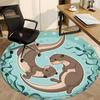 1pc Otter Family Office Round Area Rug, Indoor Mat Suitable For Office, Under Office Chairs Bedroom Living Room Home Decor, Room Deco