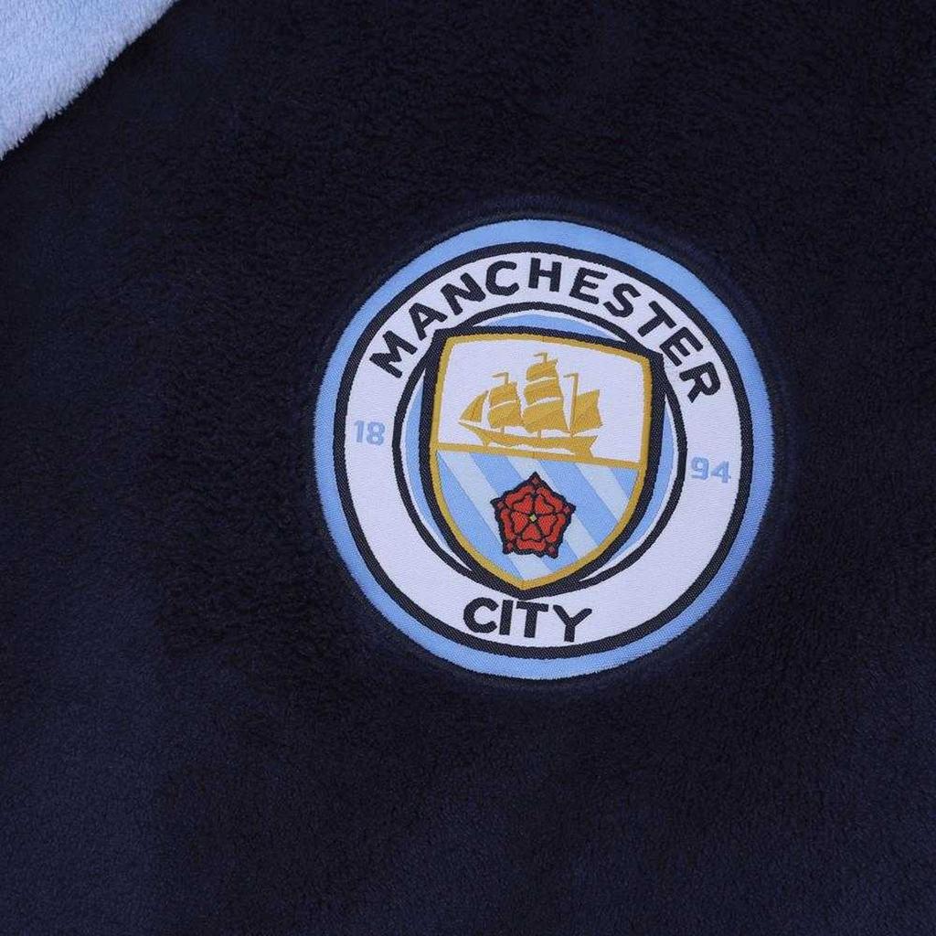Manchester City FC Mens Crest Fleece Contrast Trim Dressing Gown