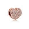 Plated Rose Gold Sparkling Pink Air Balloon & Levelled Heart Charm Bead Fit Original Sier Bracelet DIY Jewelry