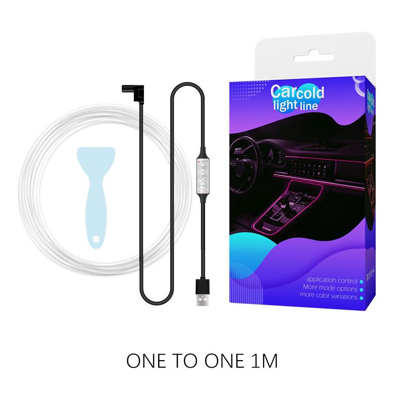 22 Режима 20 Цветов 1-5 м Автомобильная USB RGB Светодиодная Лента Салонная Атмосферная Подсветка Ручное Управление Невидимая Оптоволоконная Атмосферная Лампа 1m