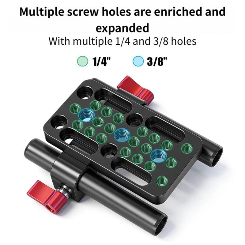 Universal Camera Quick Release Plate With Double 1/4in And 3/8in Screw Holes For DSLR Camera LED Light Stand Equipment