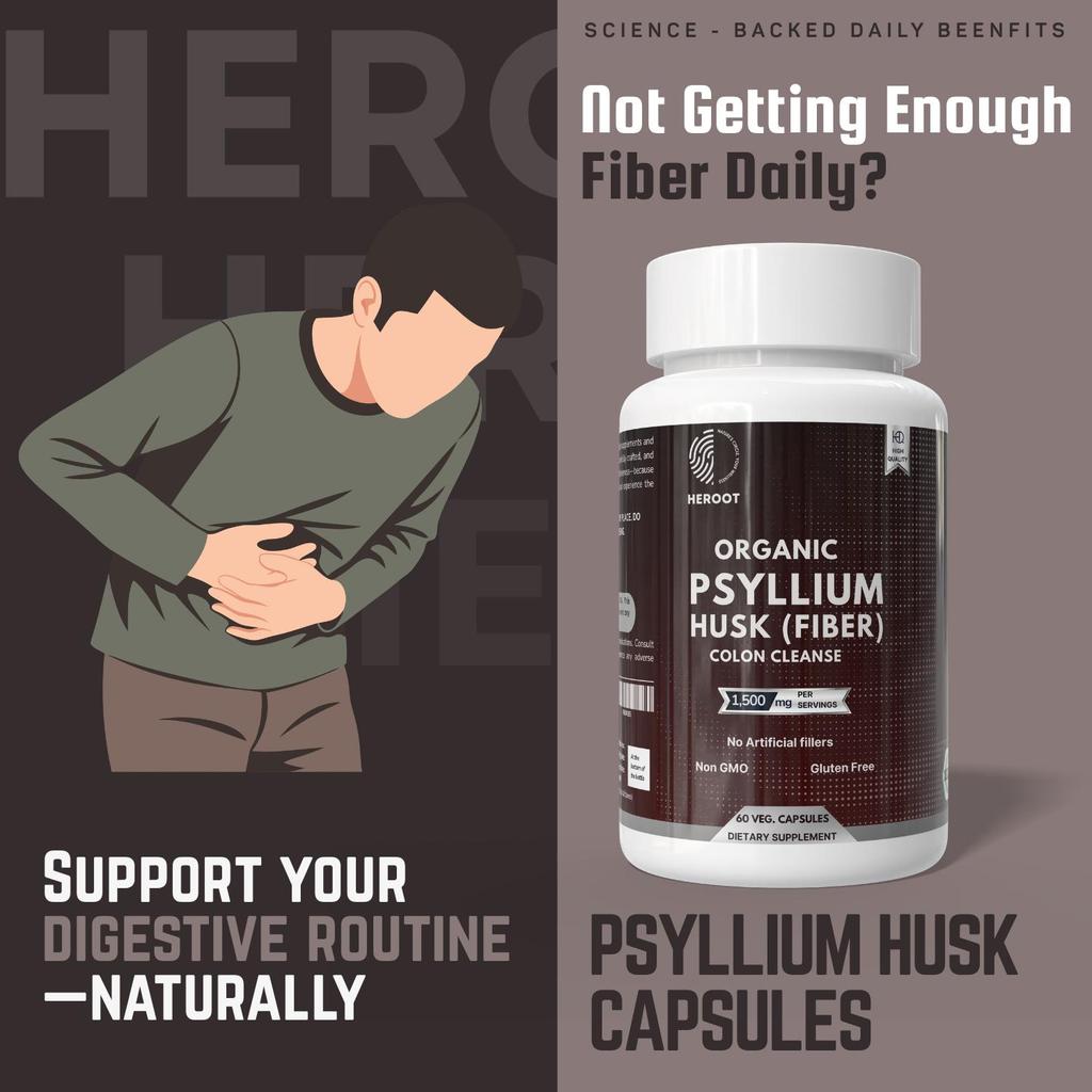 Psyllium Husk Extract Powder Capsules | 1500 Mg