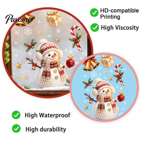Reusable PVC Window Film Christmas Cling, Santa/Snowman/House/ Tree Patterns Print, Waterproof Creative Holiday Gifts Decorative Static Sticker