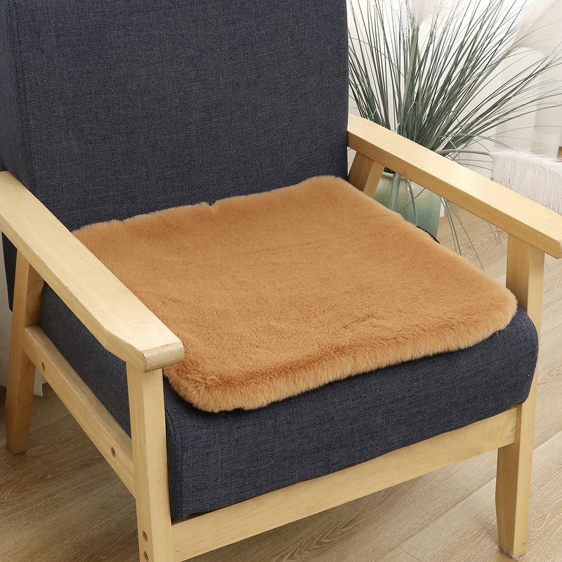 Thick Faux Rabbit Fur Seat Cushion for Office/Car - Perfect for Autumn & Winter