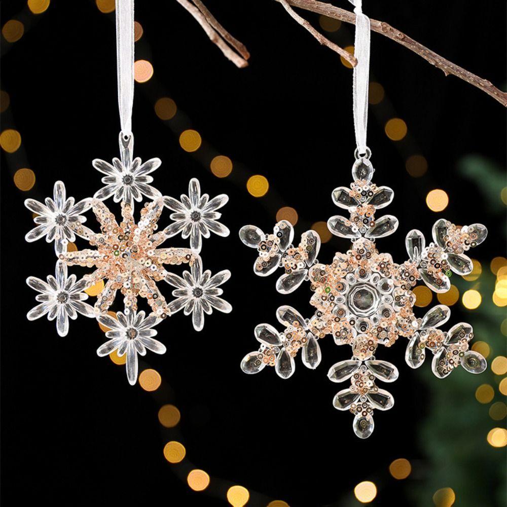 Sparkling Snowflake Ice Strip Pendants Christmas Snowflake Icicle Pendants  Holiday Party Supplies