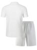 Conjunto Casual Deportivo de Dos Piezas para Hombre: Camiseta de Manga Corta con Cuello en V de Color Sólido y Pantalones Cortos