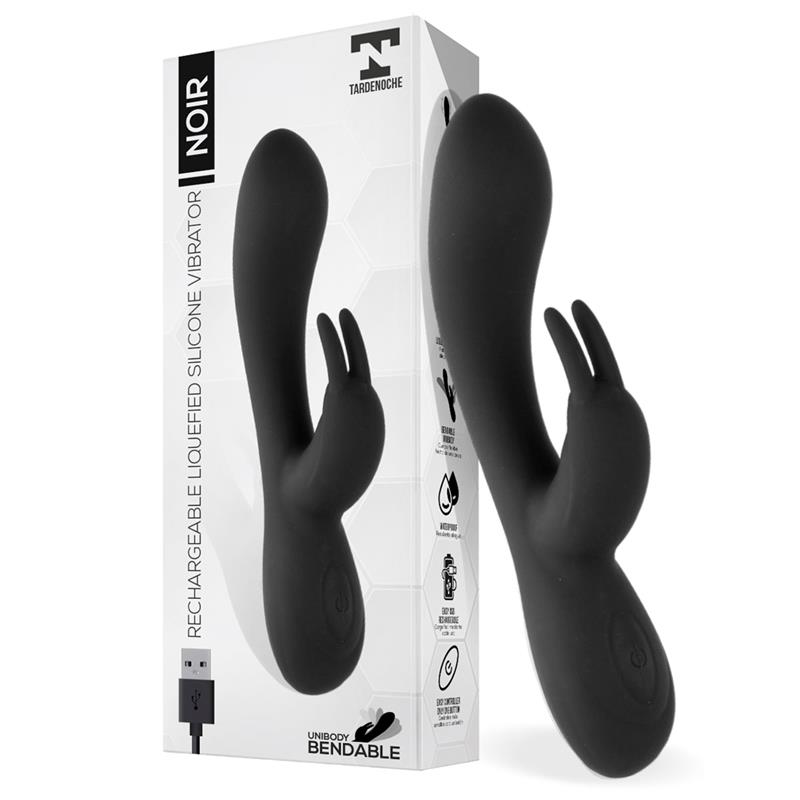 Black Liquid Silicone Vibrator Injected 2 Motors USB
