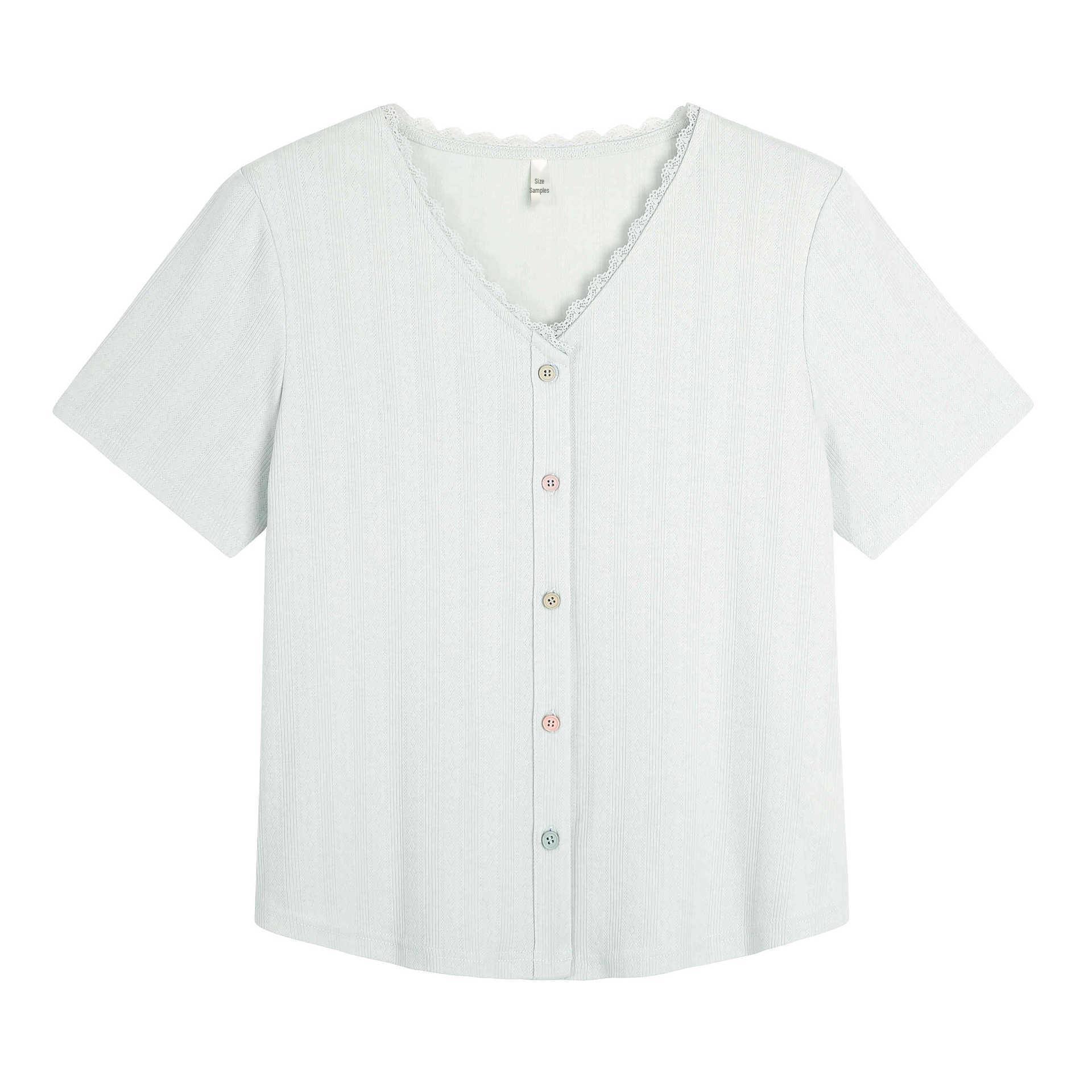 

Korean Lace Patchwork Color Block Jacquard Short Sleeve Plus Size Women s Summer Blouse 4XL (180-200 lbs)