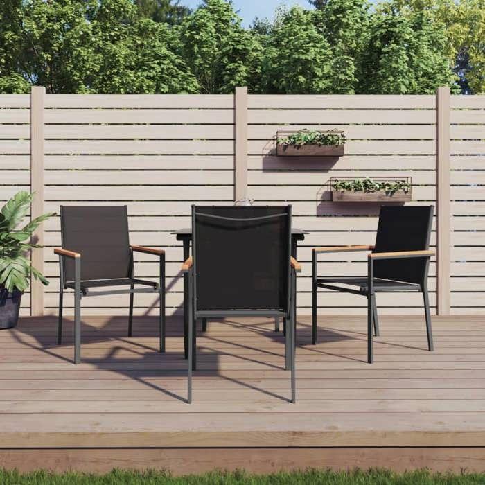 VidaXL Ensemble à manger de jardin 5 pcs noir textilène et acier, ensemble à manger, ensemble à manger d'extérieur, ensemble 3187034