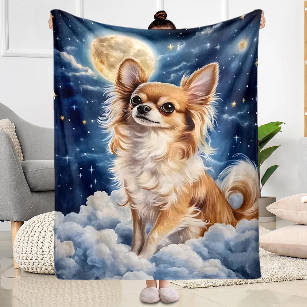 Rottweiler Moonlit Journey Flannel Blanket,Lightweight,Office Blanket,Sofa Blanket,Comfortable Blanket