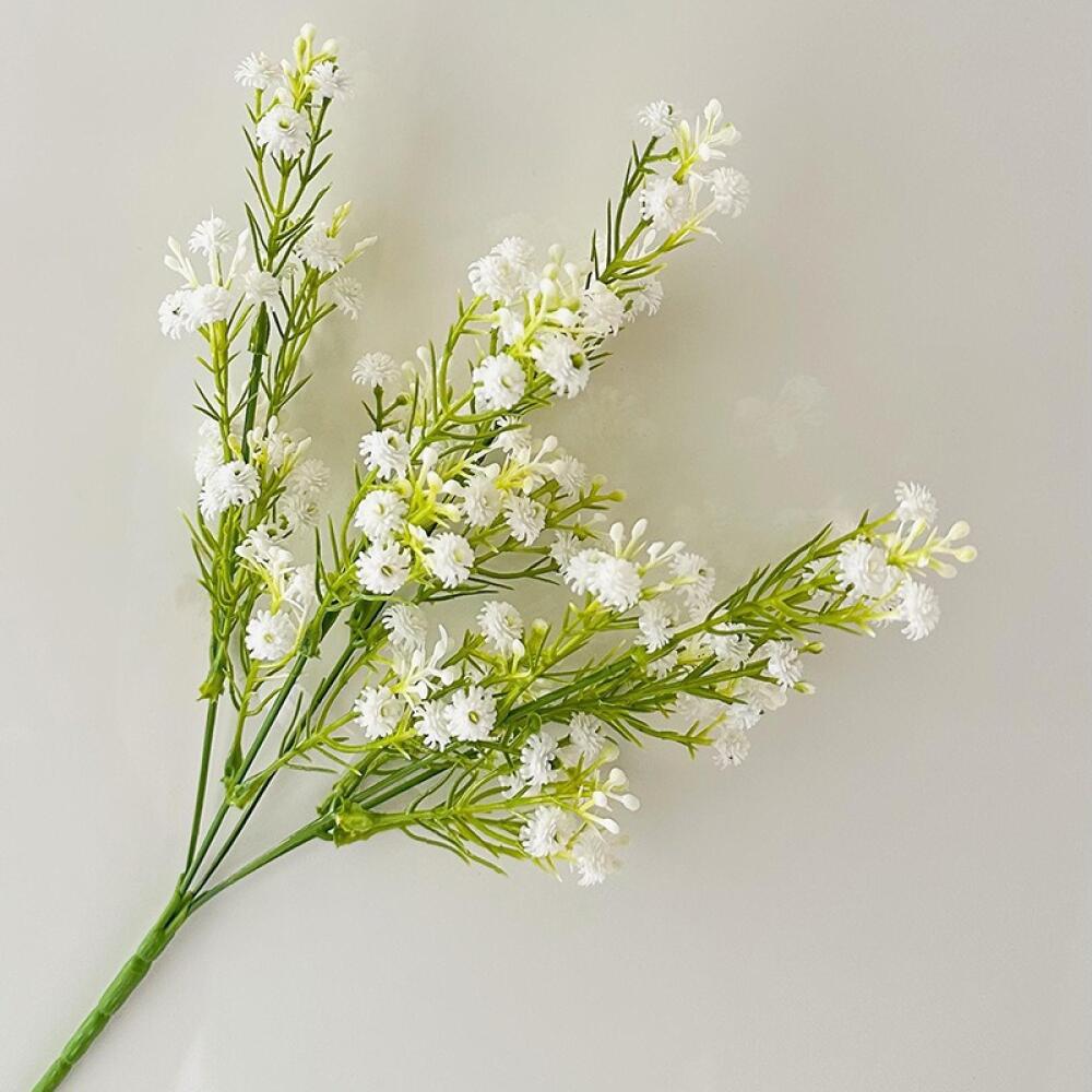 Artificial Gypsophila Baby Breath Flowers, Soft Plastic Realistic Fake Floral Design, For Home Wedding Bouquet & Photo Props