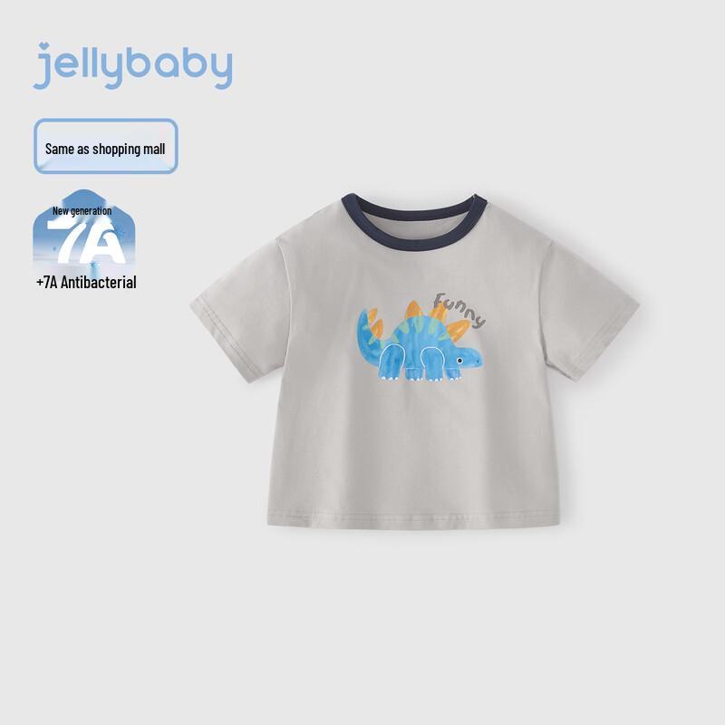 Детская футболка с коротким рукавом и мультяшным принтом JELLYBABY 120 серый