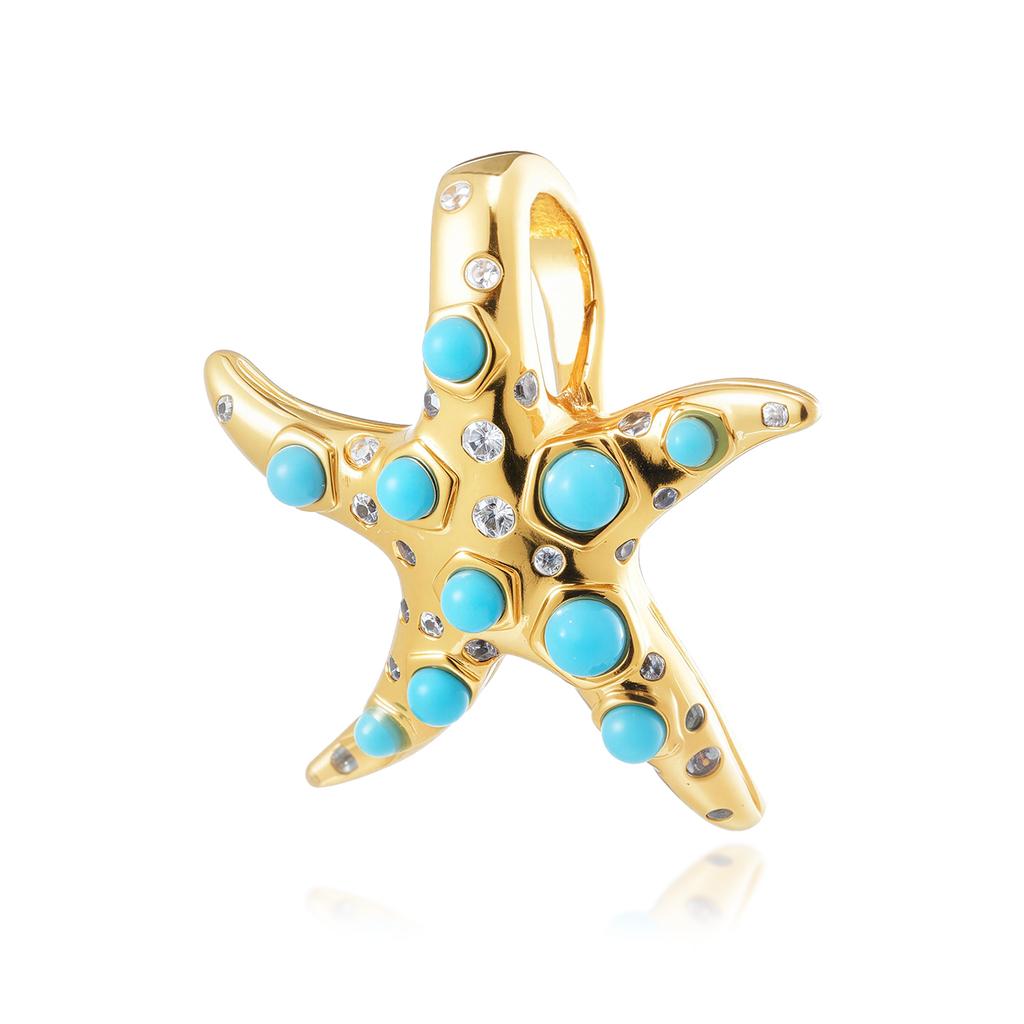 NEW Gold Plated Charm Beads & Pendants Set for European Bracelets Women Fashion Zircon Starfish Axolotl Cross Charms DIY Jewelry