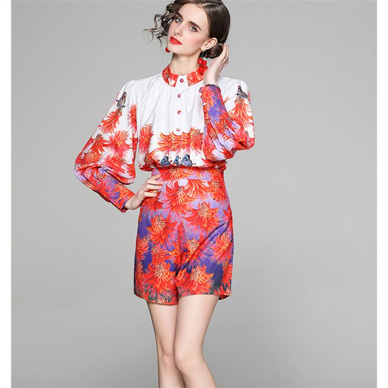 Tištěné dvoudílné sady Dámská sada dvoudílných outfitů Dámské 2dílné letní halenky Top+Šortky Dámské teplákové soupravy pro ženy