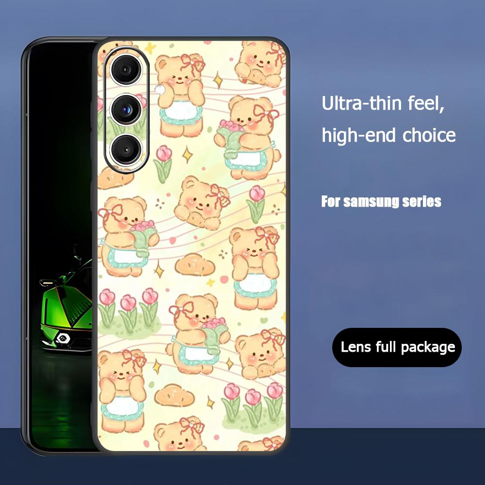 Brand B-Butter Bear Cartoon Phone Case For Samsung Galaxy S26 S25 S24 S23 S22 S21 Plus Ultra Note20 Soft Black