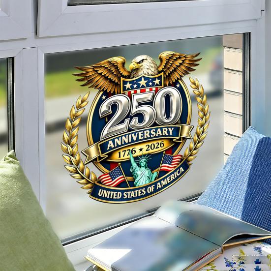 250. výročí USA Samolepka na okno Vlastenecká samolepka na okno 4. července 1776-2026 Pamětní samolepka americké nezávislosti pro auto nákladní vůz dům obchod