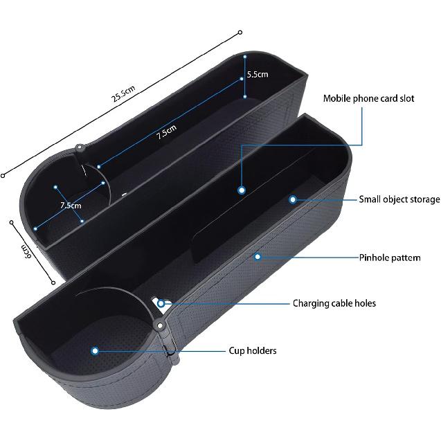 Car Seat Gap Filler Organizer,Multifunctional Car Seat Organizer,Adjustable Cup Holder Car Console Side Storage Box Holders Phone, Sunglasses,Car