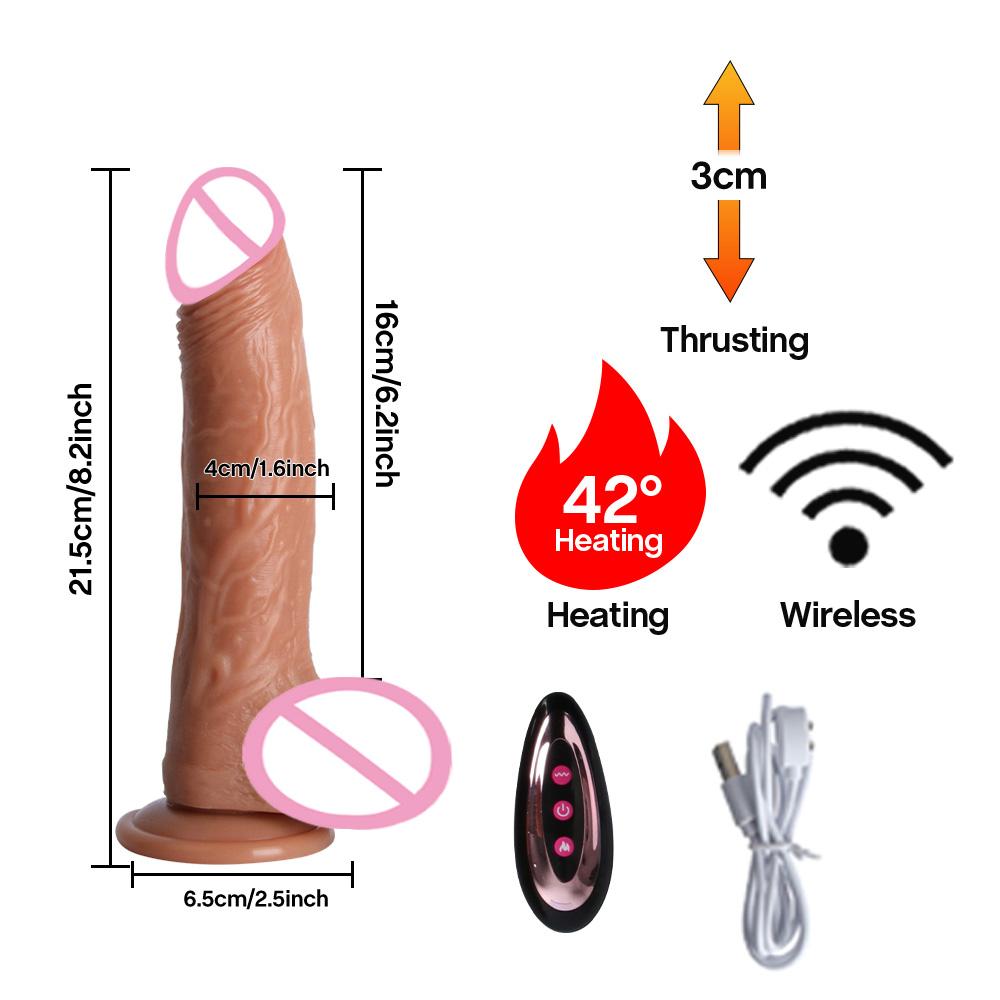 Realistický dildo vibrátor pro ženy Sexuální hračky Hřející Velký penis Dálkové ovládání Penis Teleskopické vibrátory Anální Ženský stimulátor 18