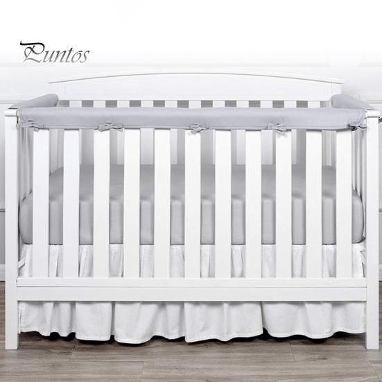 Baby Crib Bumper Pads 3 Pcs Bumper, Soft Cotton Breathable Sleep Barrier Child Safety Strip for Toddlers, Liner Edge Protector with Adjustable