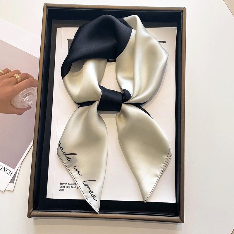 Luxury Silk Square Scarf Women Satin Bandana Print Scarves Head Band Fashion Lady Hair Shawl and Wrap Female Neckerchief Hijab