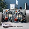 1 Pieces Winter Scene Pillows With Birds And Lanterns Polyester pillowcase, sofa decorative cushion cov Headboard Pillow