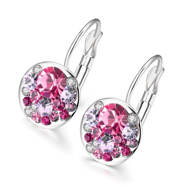 Crystals Heart Pendant Eardrop Earrings Made With Austrian