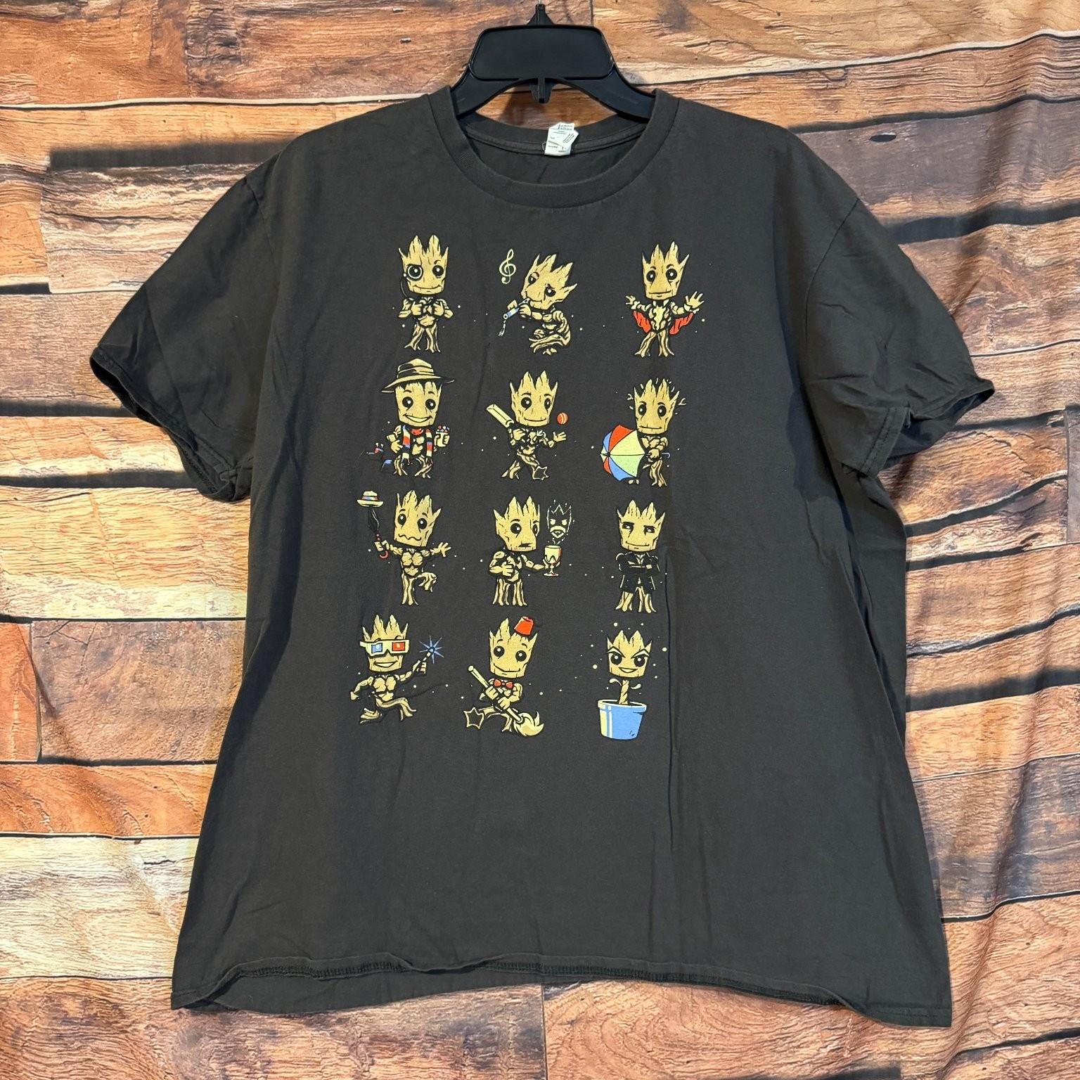 Marvel Groot Many Moods Dr Who Costumes Brown XL Guardians Of Galaxy Unisex T-Shirt S