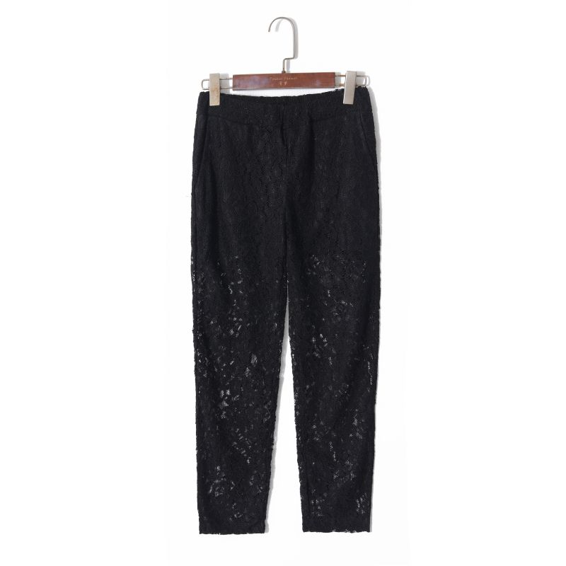 

Осень 2023 Женская одежда Мода Европейский и американский стиль Вязаные брюки с вырезами Облегающие Эластичная высокая талия Облегающий силуэт Стройнящие Повседневные брюки Black S