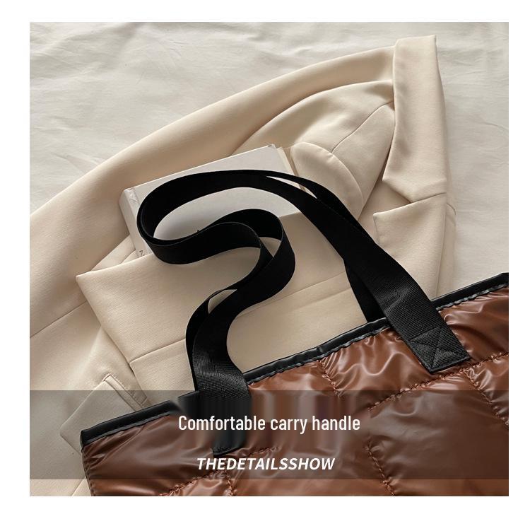 Korean Style 2025 Cotton Padded Large Tote Bag - Lightweight, Fashionable Single Shoulder Bag for Women