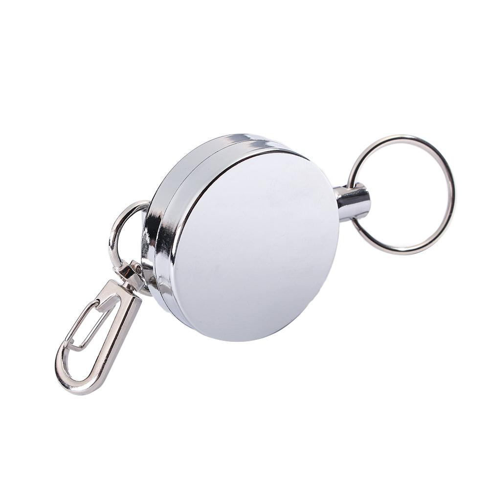 Retractable Elastic Keychain Metal Badge Reel Safety Key Buckle Burglar Trinket ID Card Holder